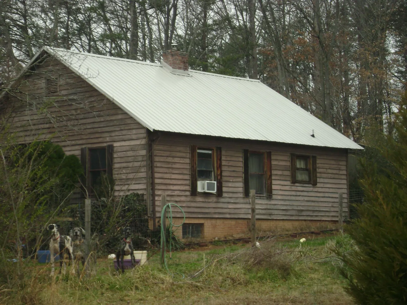 White metal roof on an old wood sided farmhouse, from a Metal Roof Installation job in Sharon Grove